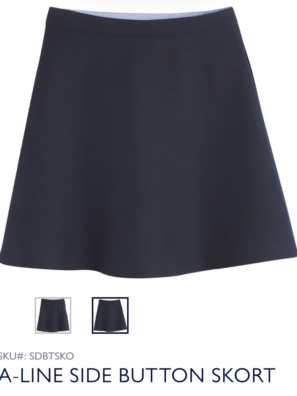 Tommy Hilfiger - School Uniform A-Line Side Button Skort - Navy - Picture 2 of 7